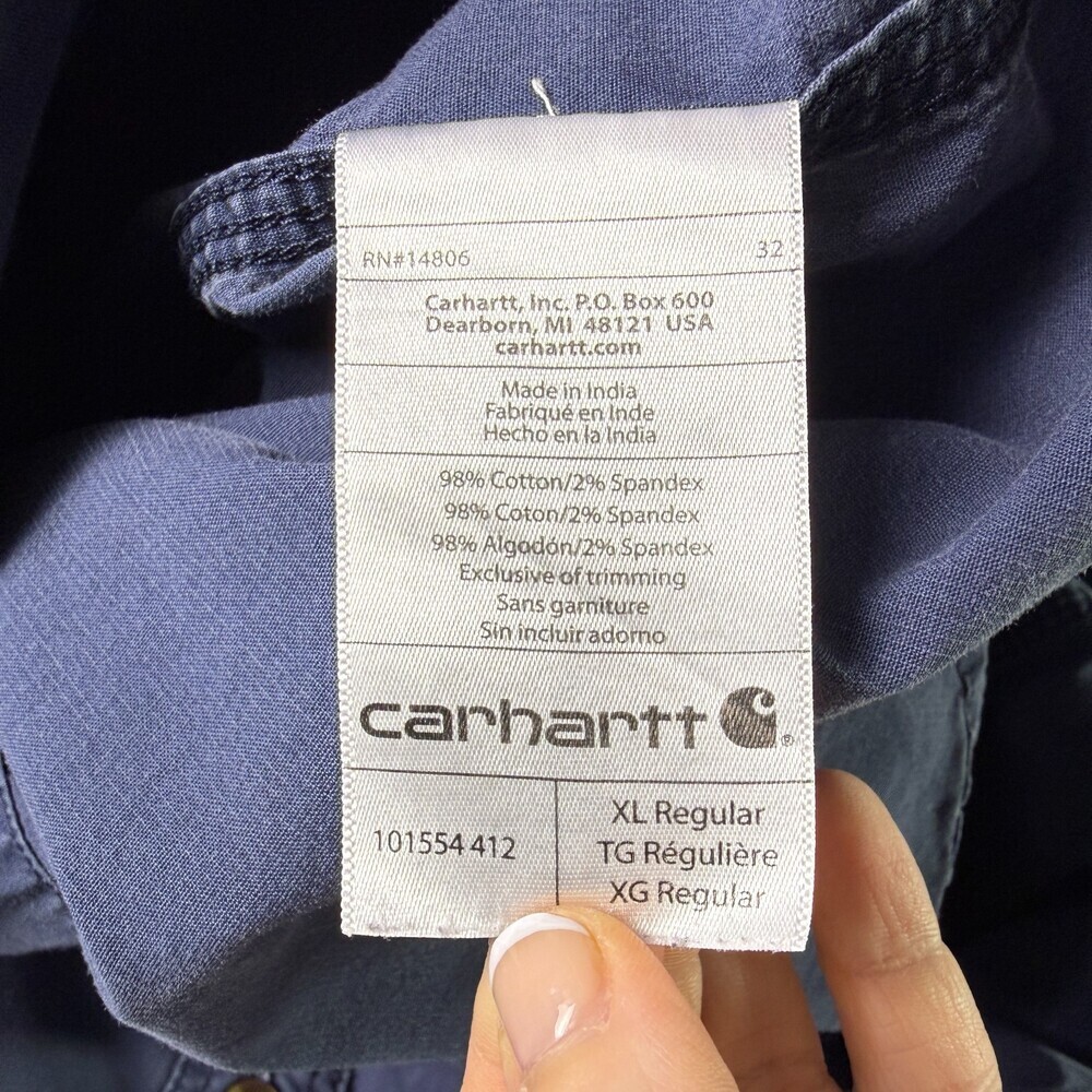 Carhartt Men's XL Relaxed Fit Work Shirt Blue Long Sleeve Heavyweight Cotton - Picture 11 of 13
